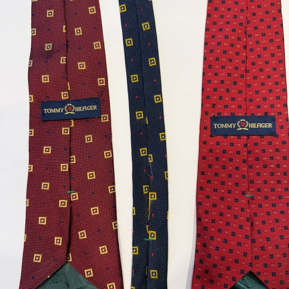 Tommy Hilfiger Red and Blue Patterned Ties Vintage made in USA silk - Picture 2 of 12